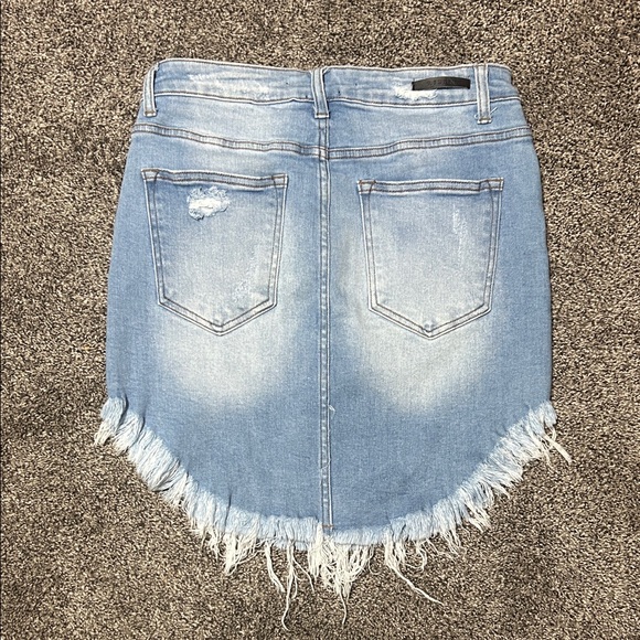 Distressed Denim Mini Skirt - Picture 4 of 6